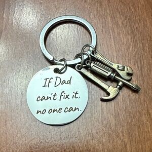 Engraved Silver Keychain with Tool Charms